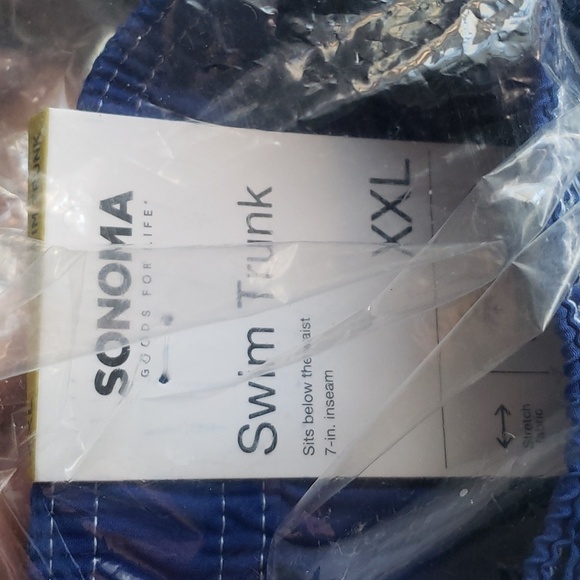Sonoma Goods For Life® 7" Full Elastic-Waistband Swim Trunks in Blue/Gray XXL - Picture 4 of 5